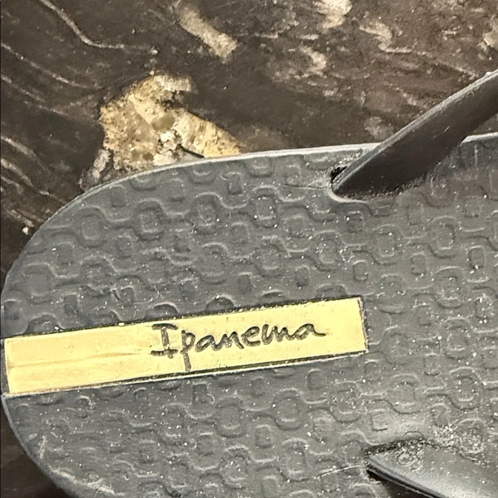 Ipanema Black Sandals with Gold Heart Accents - Picture 2 of 3